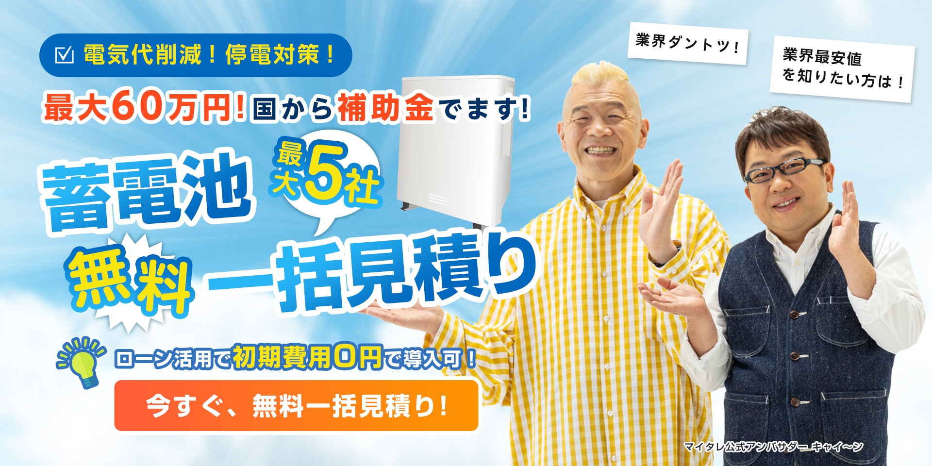 蓄電池最大5社無料一括見積り